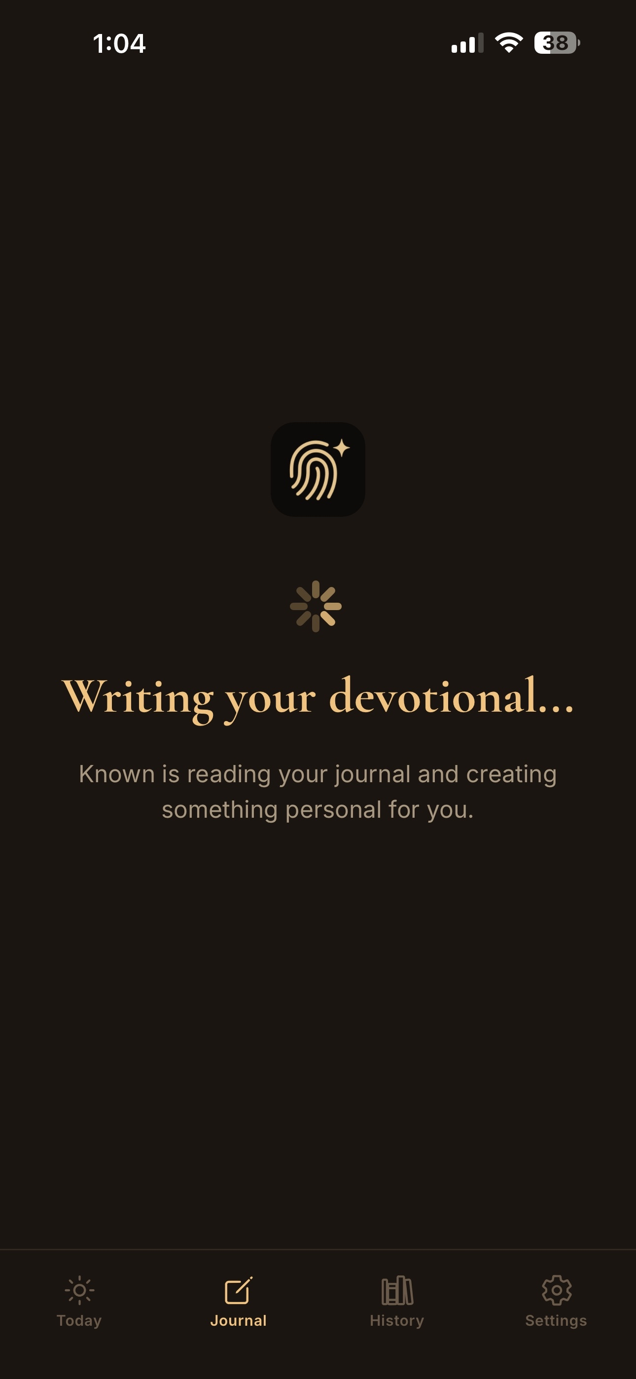 Known journal screen